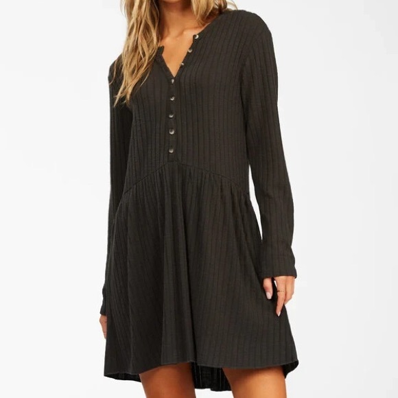 Billabong Dresses & Skirts - Billabong Black Ribbed Long Sleeve Dress SZ S